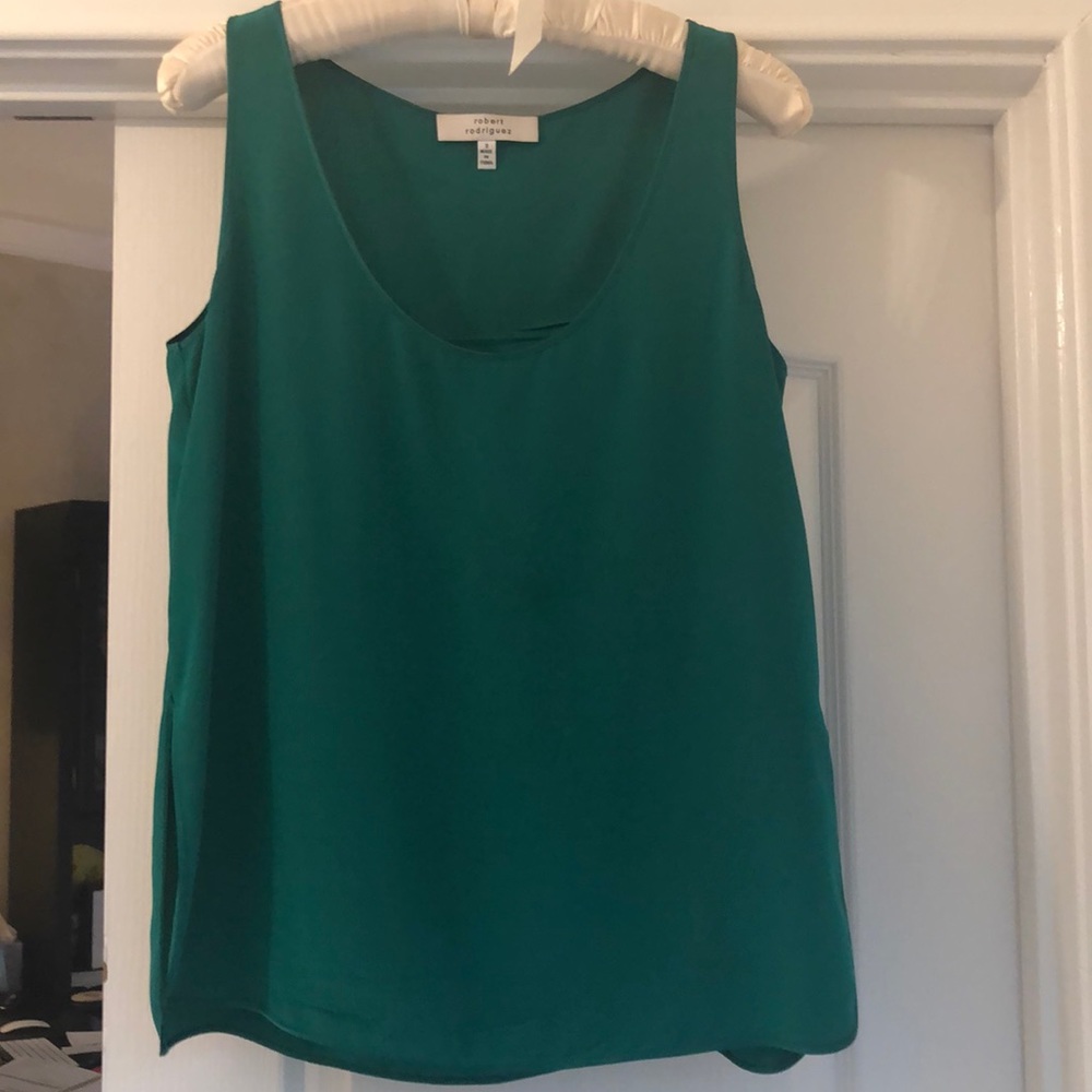 Robert Rodriguez Emerald Green Side Split Hem Tank - image 1